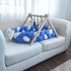 3 Braid Baby Nest - Sky Blue and White